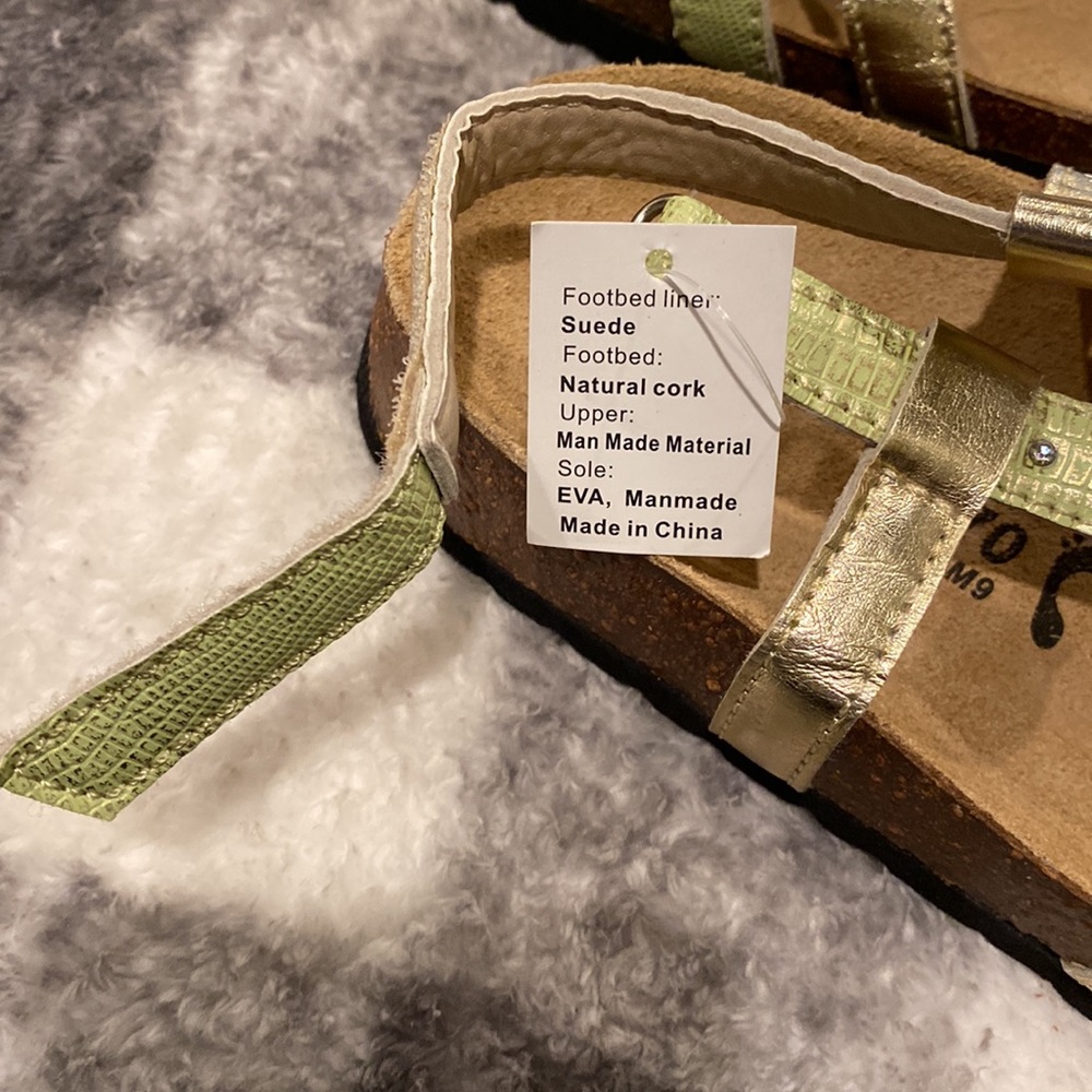 NWT Betula Birkenstock Sandals Cork Green Cross Strap Rhinestones size 42 - Picture 4 of 10